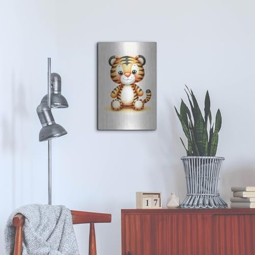 Cuddly Tiger Metal Wall Art 16x24 Inches