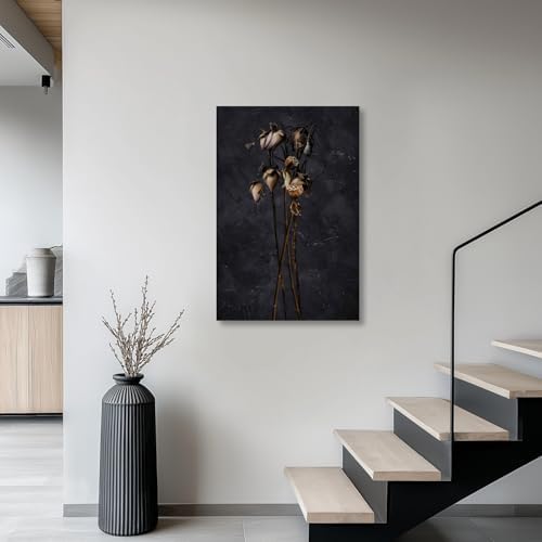 HLXRAE 3Pcs Dark Floral Canvas Wall Art