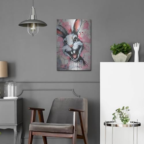 Creepy Bunny Metal Wall Art 16x24 Inch