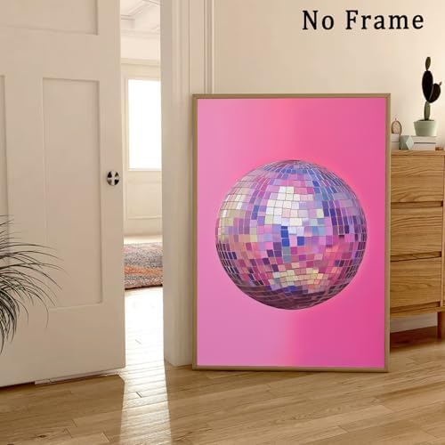 Funky Pink Disco Ball Wall Art Poster 16x24inch Unframed