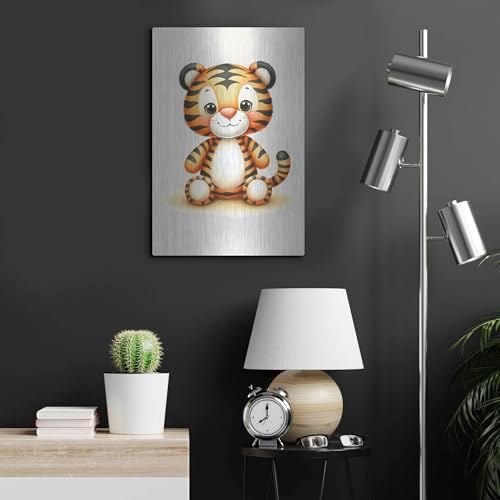 Cuddly Tiger Metal Wall Art 16x24 Inches