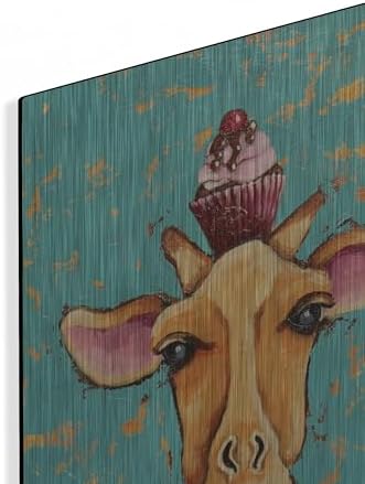 Giraffe With Cherry on Top Metal Wall Art 16x24 1