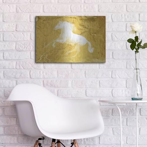 Gold Running Horse 1 Metal Wall Art 24x16
