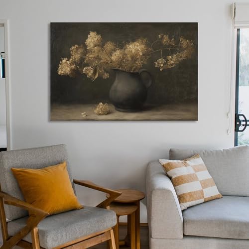Vintage Dried Hydrangea Flowers Wall Art Canvas Print 12x18inch