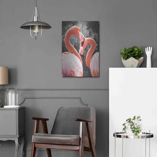 Flamingo II on BW Metal Wall Art by Debra Van Swearingen