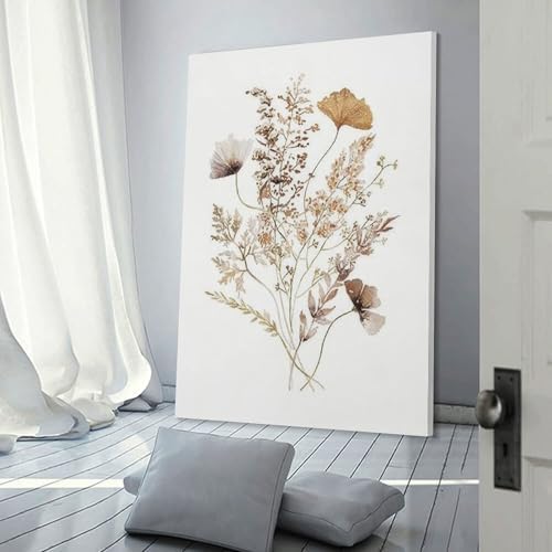 Vintage Inspired Dried Flower Wall Decor Print Canvas Poster 8x12 Inch