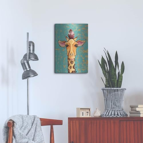 Giraffe With Cherry on Top Metal Wall Art 16x24 1