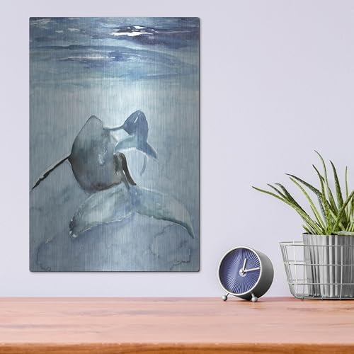 Dolphin and Calf Metal Wall Art 12x16