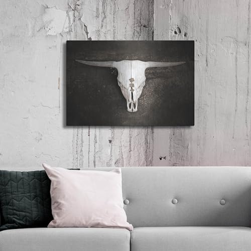 Sepia Cattle Skull Metal Wall Art 36x24