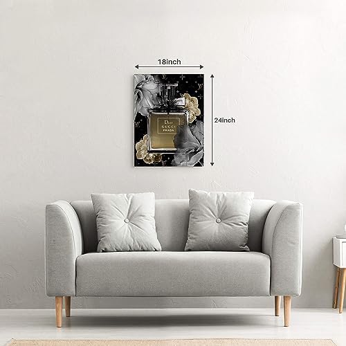 Fashion Perfume Flower Painting 24x18 Inch Canvas Wall Art