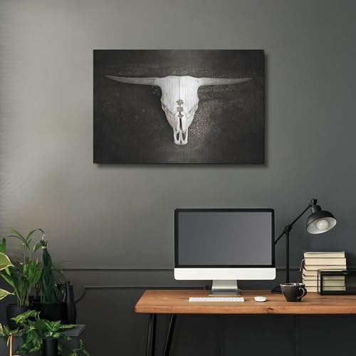 Sepia Cattle Skull Metal Wall Art 36x24