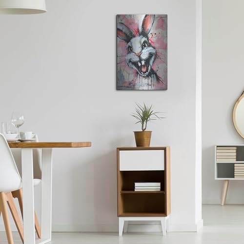 Creepy Bunny Metal Wall Art 16x24 Inch