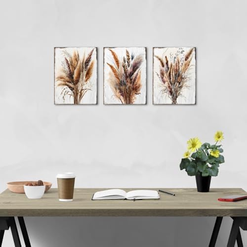 Vintage Botanical Wall Art Boho Decor 12x16 3Pcs