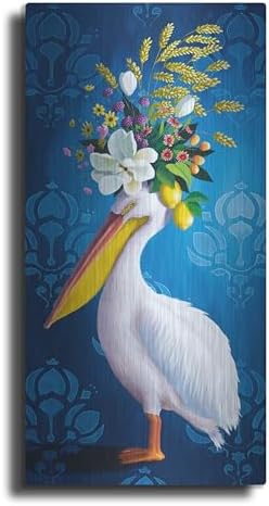 Pelican On Blue Metal Wall Art by Heather Gauthier
