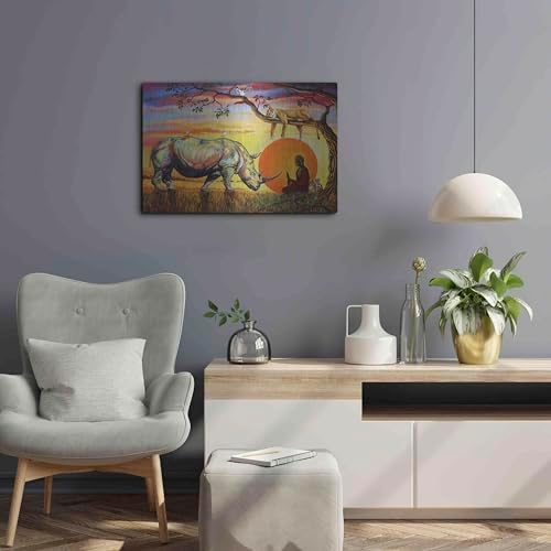 Buddha Rhino Metal Wall Art 24x16