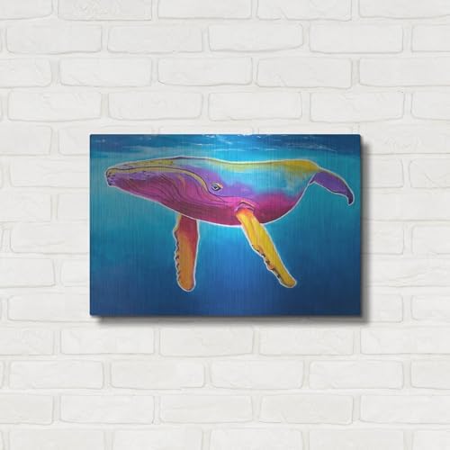 Humpback Whale Rainbow Metal Wall Art 24x16