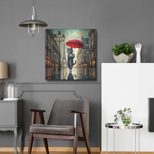 Cat In Paris Metal Wall Art 24x24