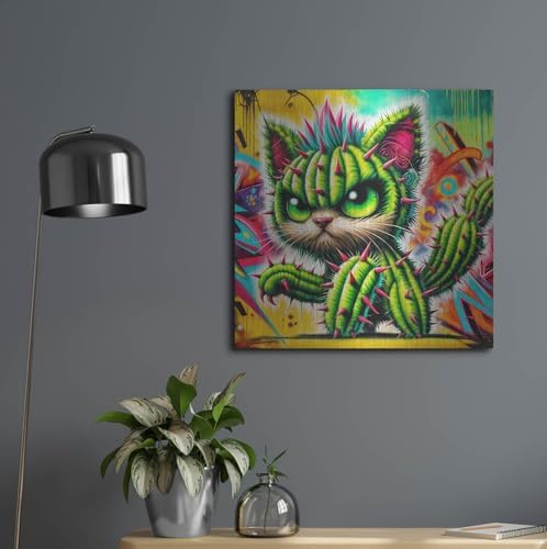 Catctus Cat Metal Wall Art 24x24