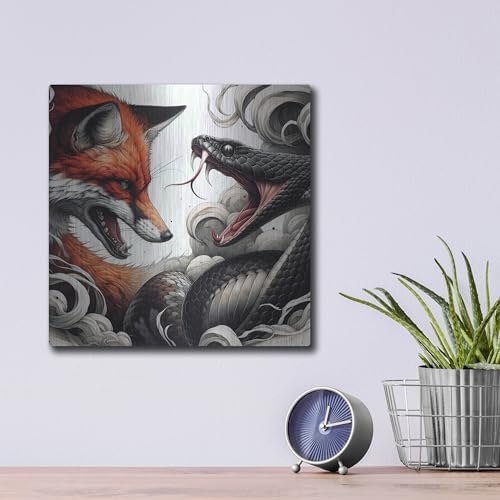 Fox And Snake Metal Wall Art 12x12