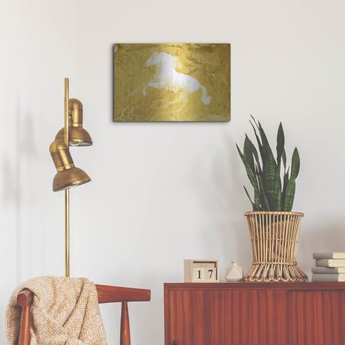 Gold Running Horse 1 Metal Wall Art 24x16