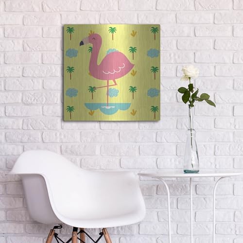 Cute Flamingo Metal Wall Art 24x24