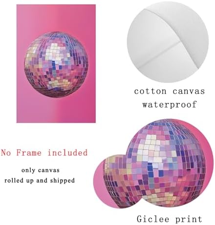 Funky Pink Disco Ball Wall Art Poster 16x24inch Unframed