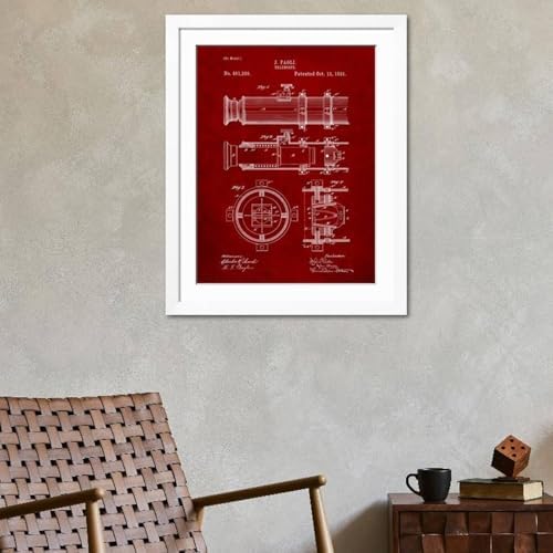 ART COM Wall Art Print Telescope Vintage Patent 1891 32 x 40 Frame