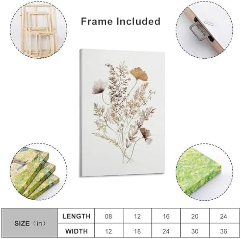 Vintage Inspired Dried Flower Wall Decor Print Canvas Poster 8x12 Inch