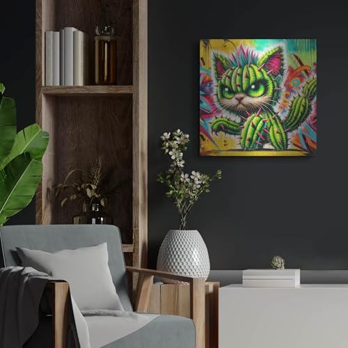 Catctus Cat Metal Wall Art 24x24