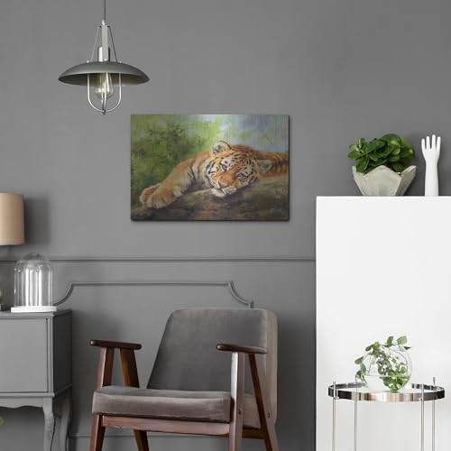Tiger Cub Rock2 by David Stribbling Metal Wall Art 24x16