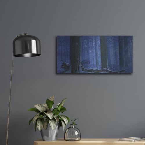 Blue Wolf Metal Wall Art 24x12