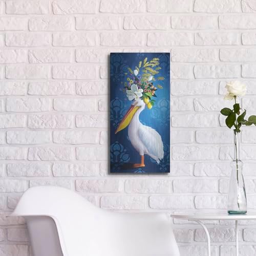 Pelican On Blue Metal Wall Art by Heather Gauthier