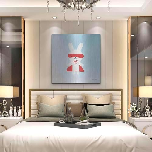 Rabbit Super Hero Metal Wall Art 36x36