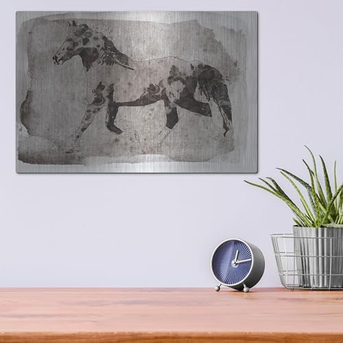 Dark Brown Horse Running Metal Wall Art 16x12