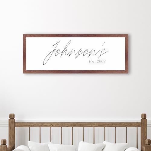 Personalized Family Name Sign - Real Wood Frame with Initial and Last Name