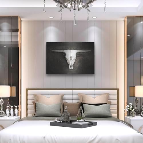 Sepia Cattle Skull Metal Wall Art 36x24
