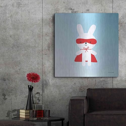 Rabbit Super Hero Metal Wall Art 36x36