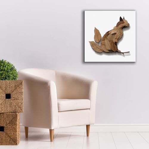 Epic Graffiti Falling Leaves Cat Canvas Art 26x26