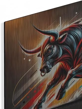 Charging Bull Metal Wall Art 16x12 Inches