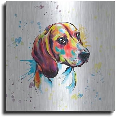 Colorful Watercolor Beagle Metal Wall Art 12x12