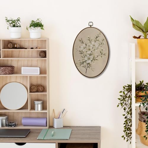 JQF Vintage Floral Oval Wall Decor Framed Print