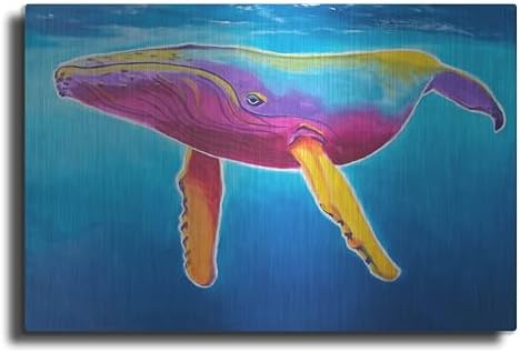 Humpback Whale Rainbow Metal Wall Art 24x16