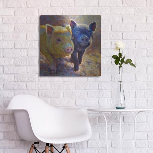 Piggy Pals Metal Wall Art 24x24 Inches
