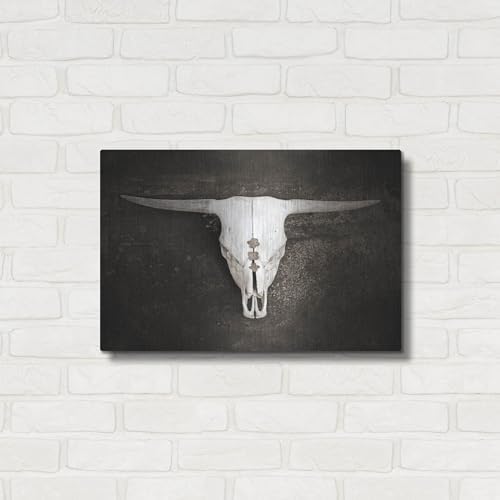 Sepia Cattle Skull Metal Wall Art 24x16