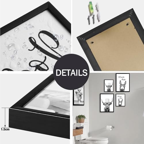 Funny Bear Bathroom Canvas Wall Art - Black and White