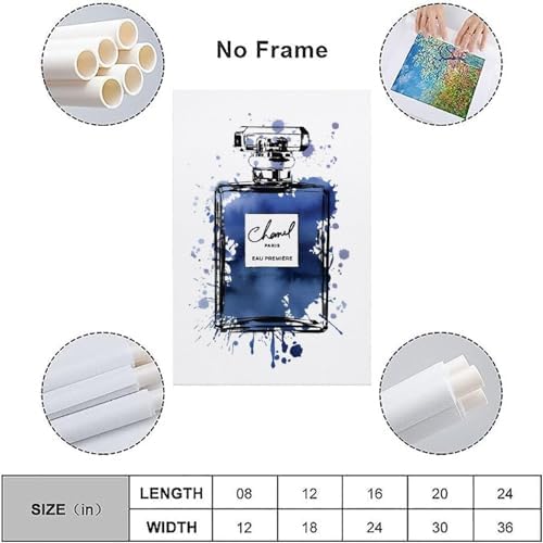 BanLaArt Gold Perfume Bottle Wall Art Print Modern Bedroom Decor 12x18inch