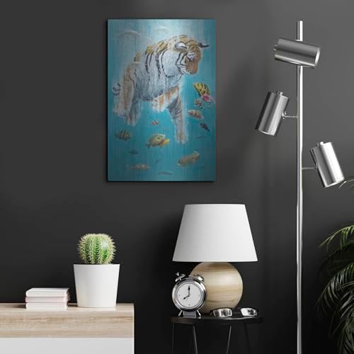 Diving Tiger Metal Wall Art by Heather Gauthier