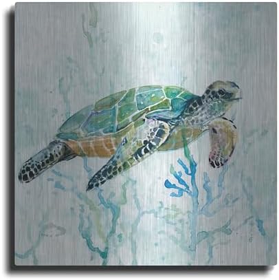Sea Turtle Swim Metal Wall Art 12x12