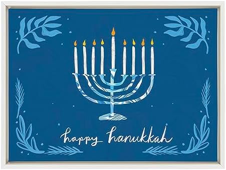 Kate and Laurel Sylvie Hanukkah Framed Canvas Wall Art