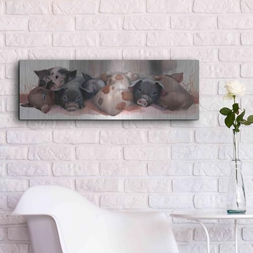 Pig Pile Metal Wall Art 36x12 Inches